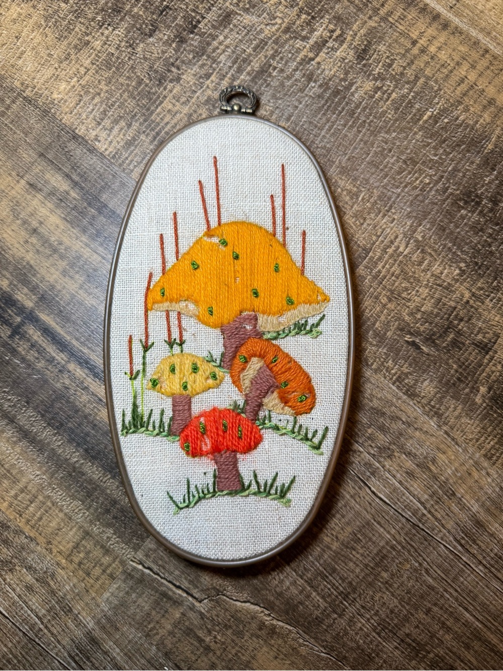 Vintage Mushroom Crewel